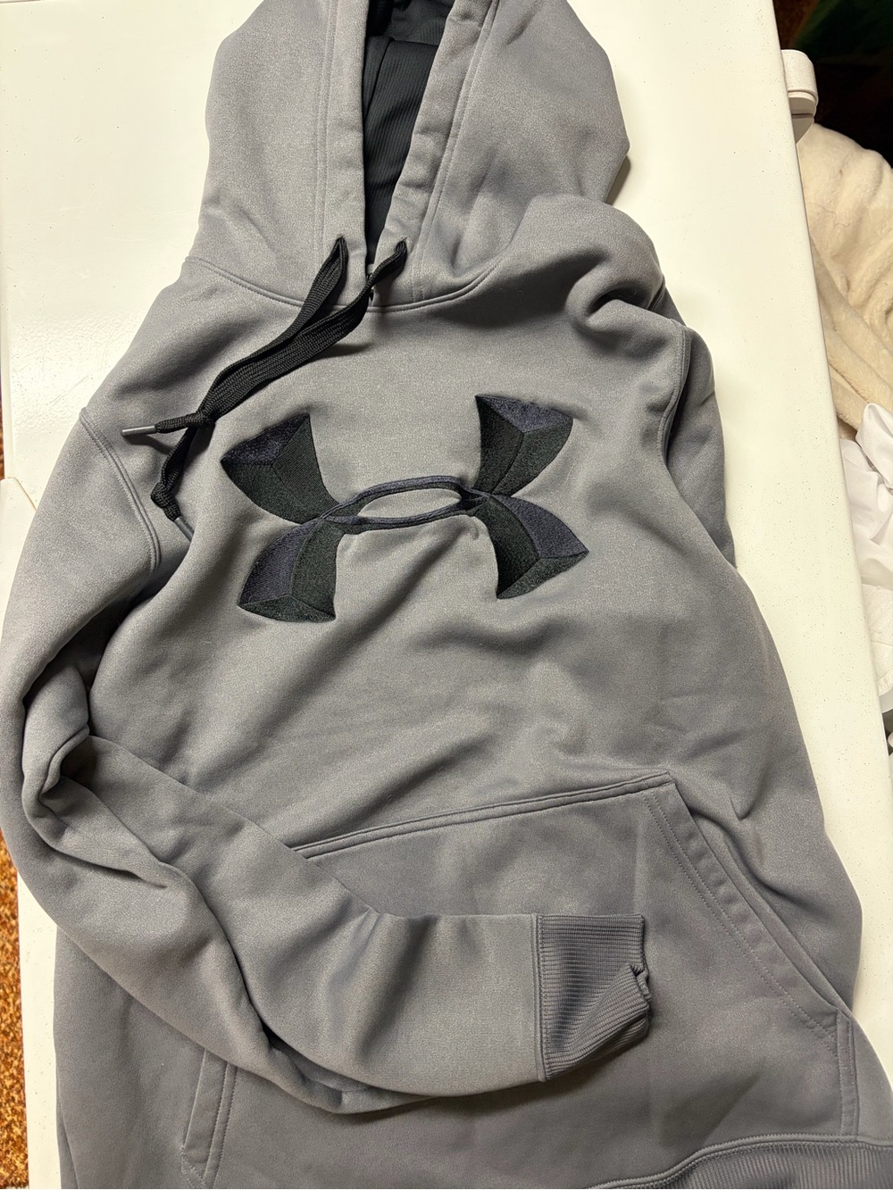 Under Armour Men's Gray Crewneck Hoodie with Black Logo